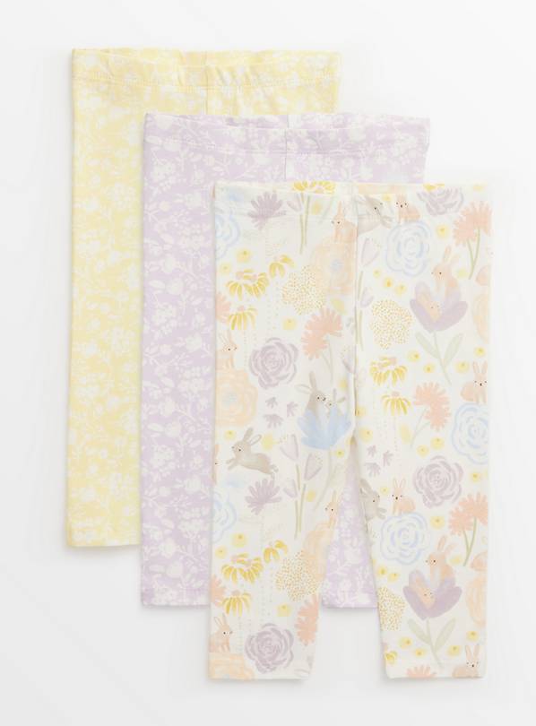 Bunny Floral Leggings 3 Pack Up to 3 mths